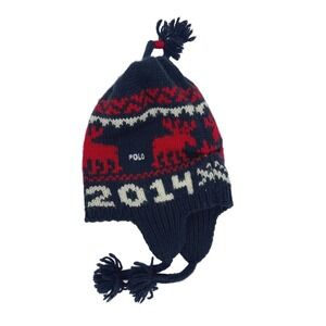 Polo Ralph Lauren Team USA 2014 Olympic Games Wool Earflap Beanie Hat Navy Blue